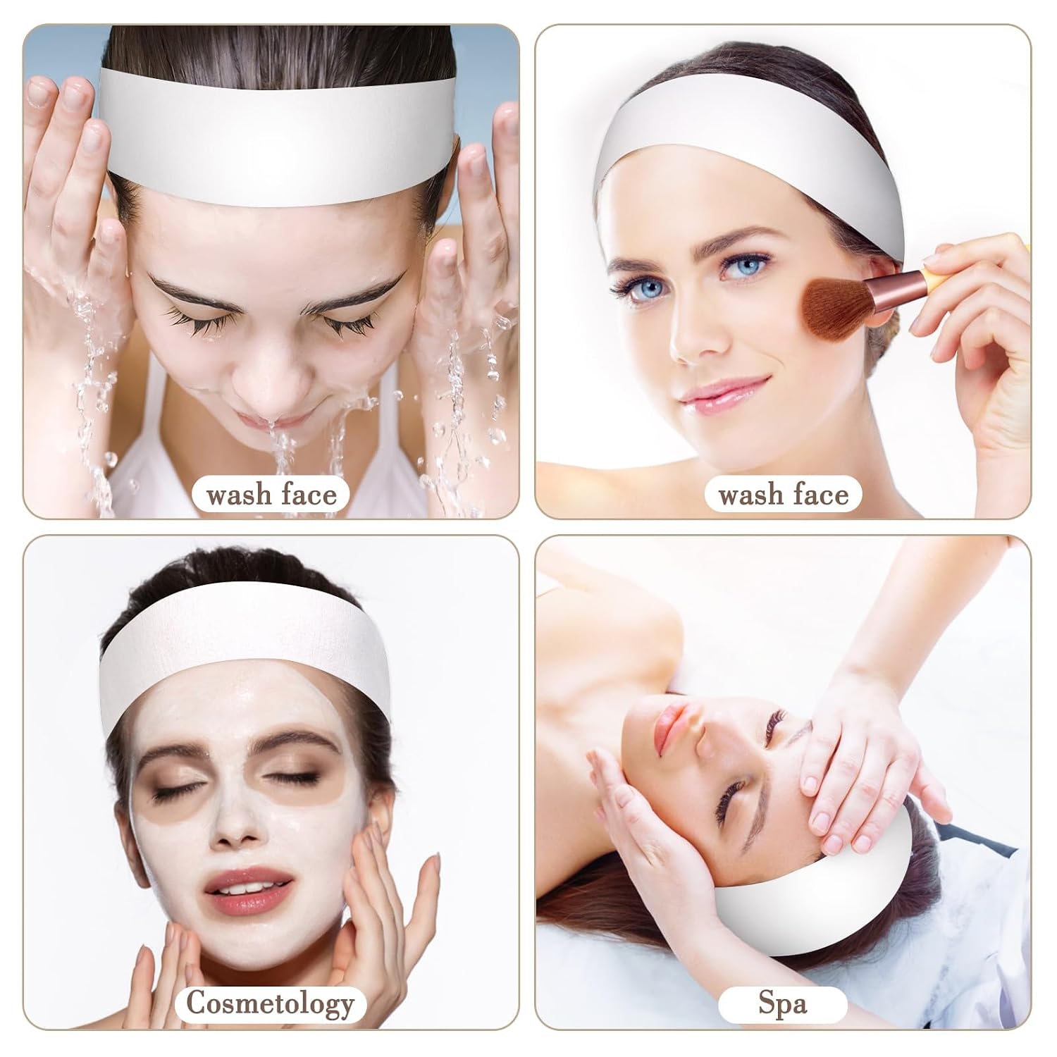 Sublaga 40 Pack Spa Headband for Women Disposable Skincare Headbands for Facials Esthetician Supplies Esthetician Headbands Stretch for Women's Hair (40 Pcs White)