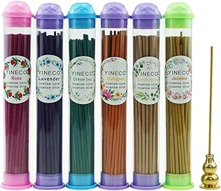 300PCS Incense Sticks Lavender Rose Jasmine Sandalwood Green Tea Colognes 6 Popular Incense Flavors Great for Aromatherapy(Colorful)