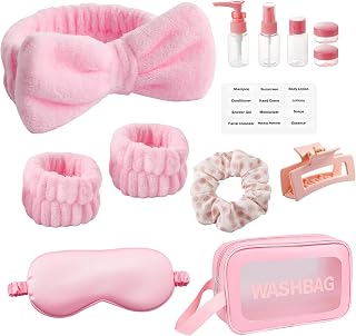 CWJCYTNSN 12PCS Spa Headband for Washing Face Wristband Set, Girls Pink Makeup Skincare Headbands for Spa Day, Soft Hair Accessories for Women Gifts
