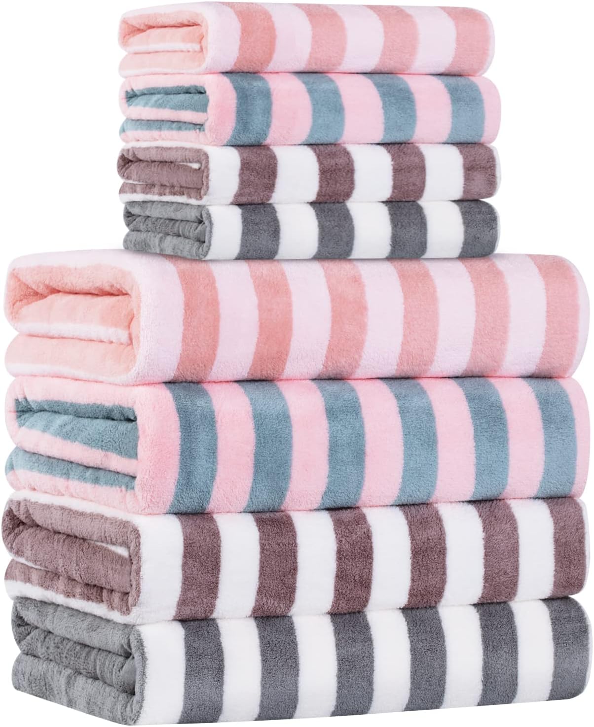 Microfiber Bath Towel Set 4 Bath Towels 4 Hand Towels 4 Colors for Shower Pool Beach Bathroom Super Absorbent Soft Quick Dry Lightweight