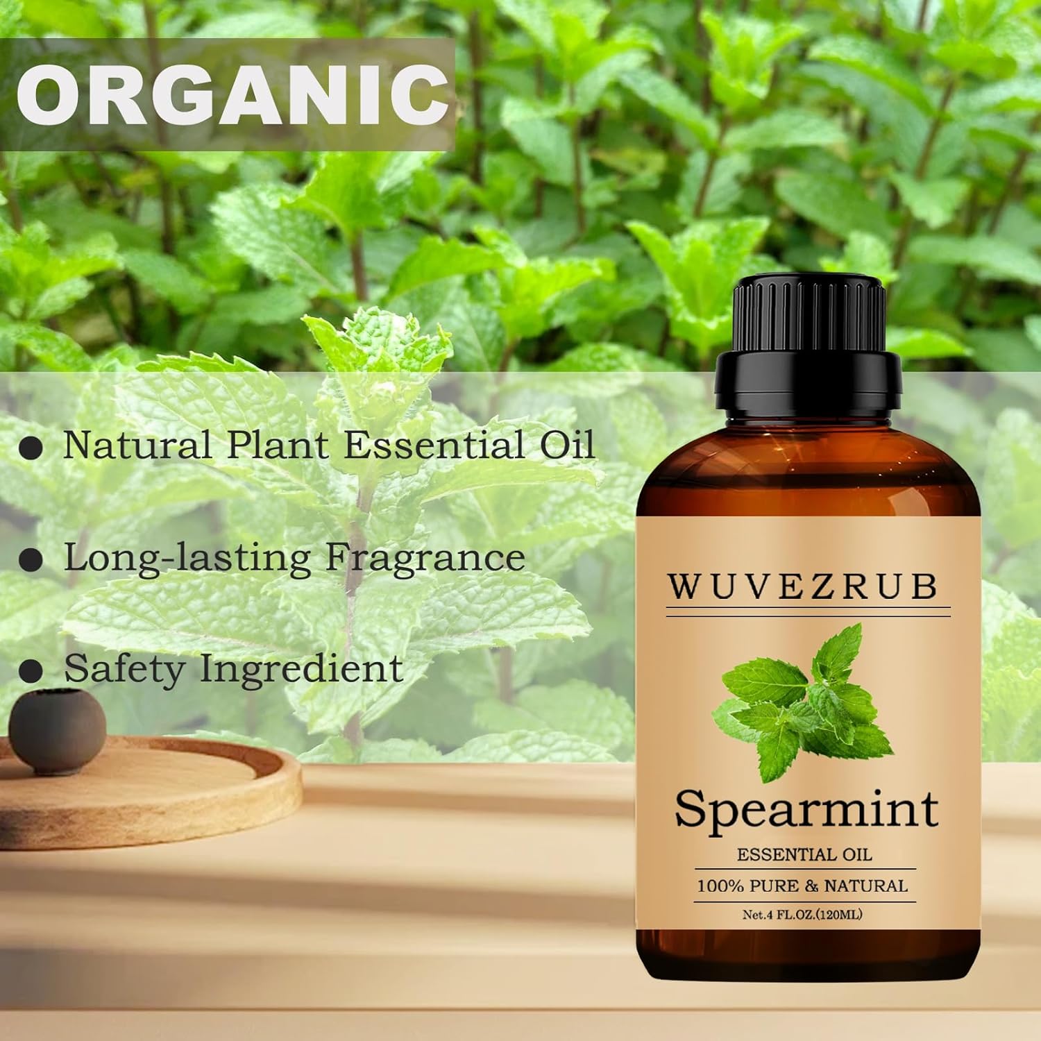 Spearmint Essential Oils, 120ML Pure and Natural Essential Oil for Aromatherapy Diffuser - Spearmint /4 Fl Oz