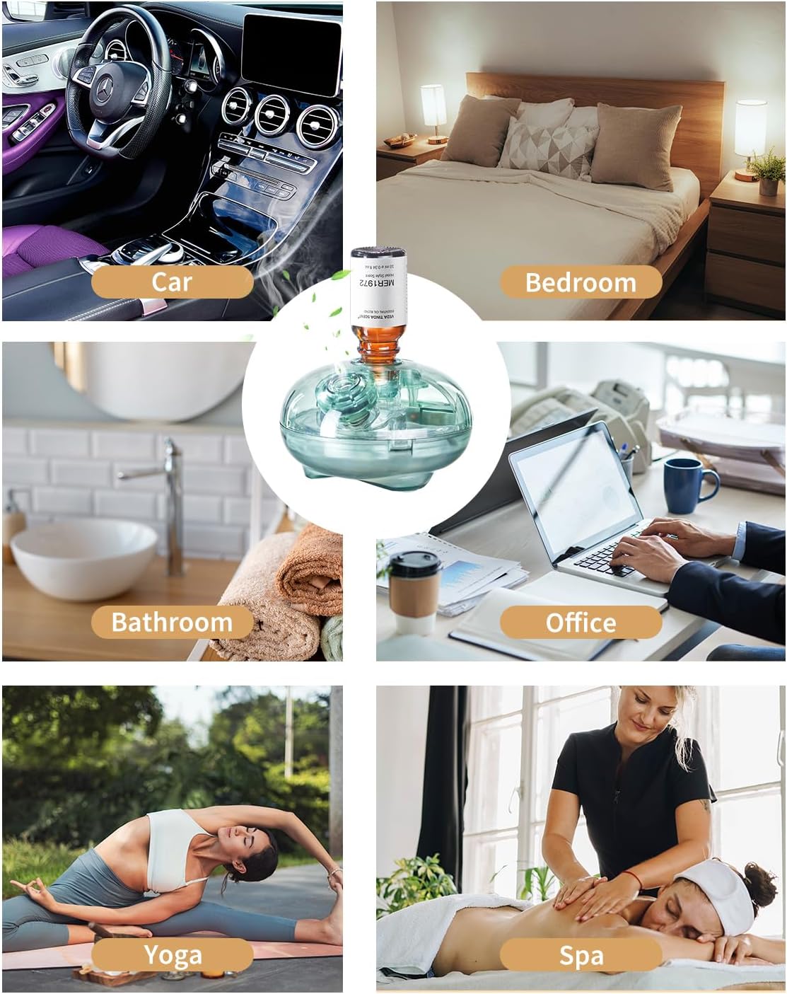Waterless Diffuser with 12 Pack Hotel Fragrance Oils, Battery Operated Nebulising Diffuser for Home, Luxury Essential Oil Scents Inspired by 5-Star Hotels, Aromatherapy Gift Set