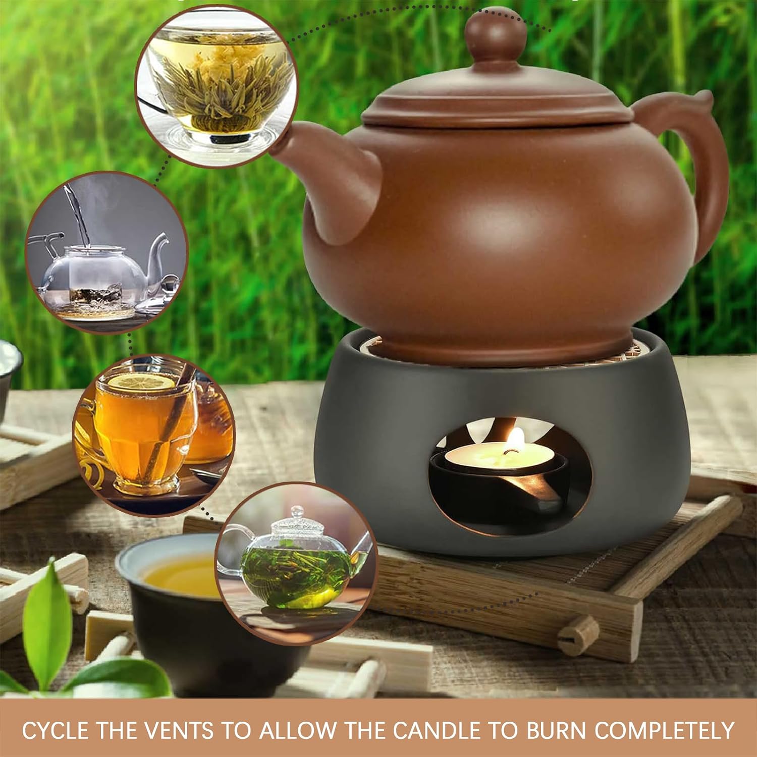 Teapot Warmer with Base, Ceramic Candle Warmer, Tea, Coffee and Milk Lamp Warmer, Teapot Warmer for Home, Office(1#)