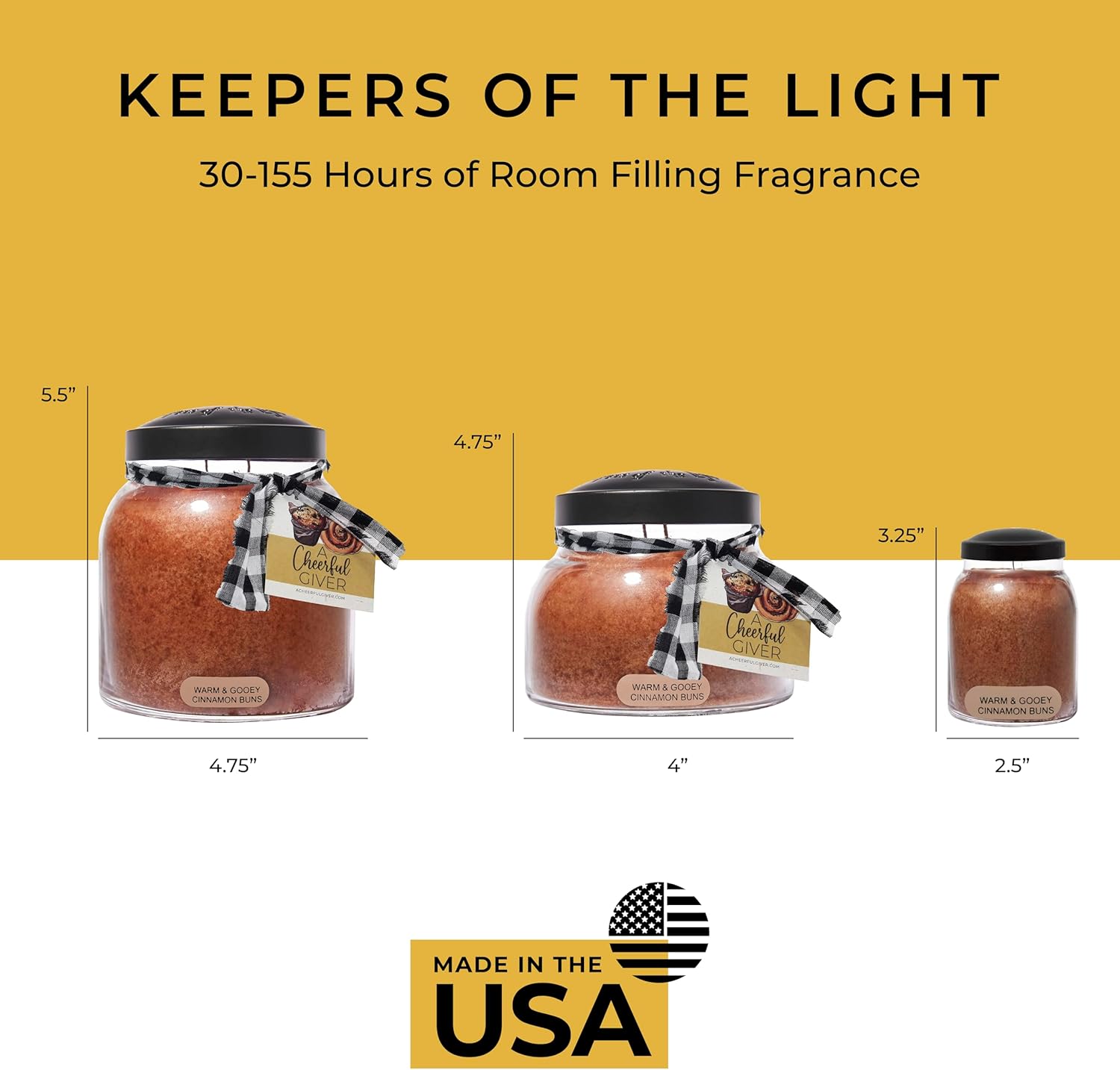 A Cheerful Giver - Warm & Gooey Cinnamon Buns Papa Scented Glass Jar Candle (34oz) with Lid & True to Life Fragrance Made in USA