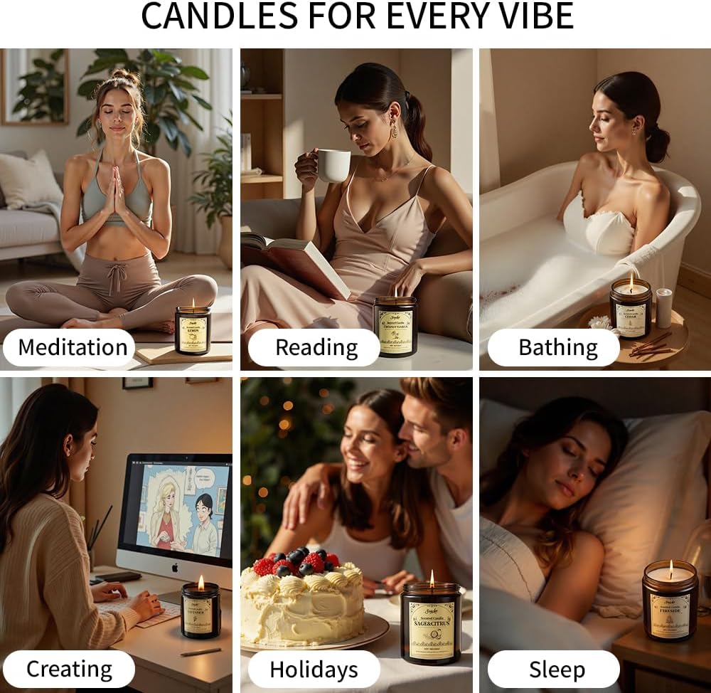 Coconut Vanilla Scented Candles, 7oz Soy Wax Candle, Long Lasting Aromatherapy Jar Candle for Home, Scented Long Burning Candle Gift for Women and Men