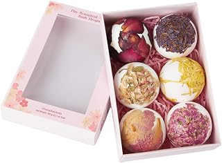 Botanical Abbey Bath Drops, 6 Count, 60g Each,Rose, Phoenix Flower, Violet, Jasmine, Chamomile, Sakura Scents, Luxury Bath Bombs with Shea Butter & Cocoa Butter | RUBY VIBE CO