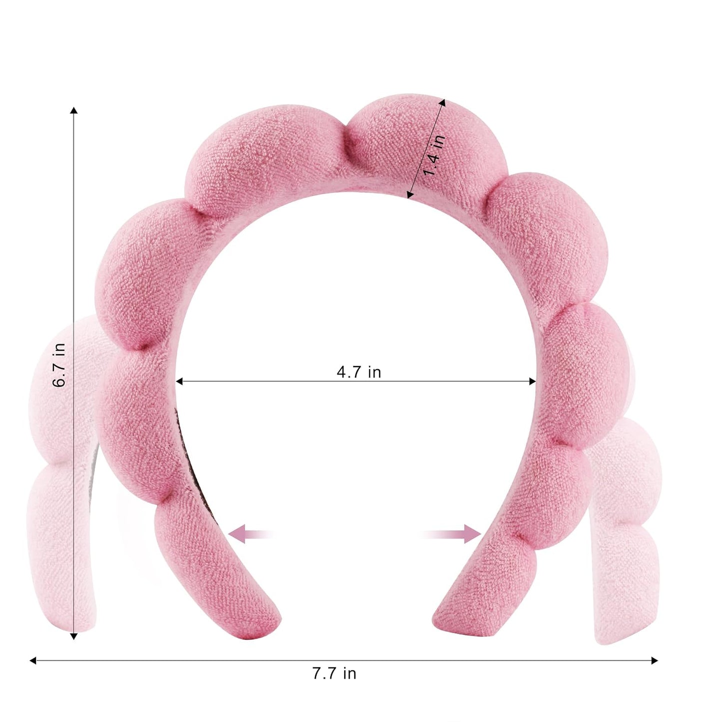 Real Perfection Spa Headband for Washing Face, Skincare Headband Wristband Set for Facial Mask Skin Care, Makeup Remover Towel Cloth Small Spray Bottle with Travel Makeup Bag Gifts for Women - Pink