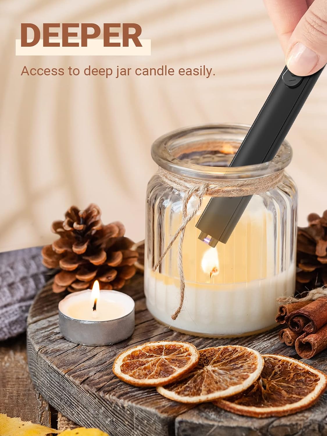 Candle Lighter Stocking Stuffers for Women Men, Electric Candle Lighter USB Rechargeable for Him Wife Grandma Girlfriend Safety Lock Long Lighters for Grill Home Kitchen BBQ Camping
