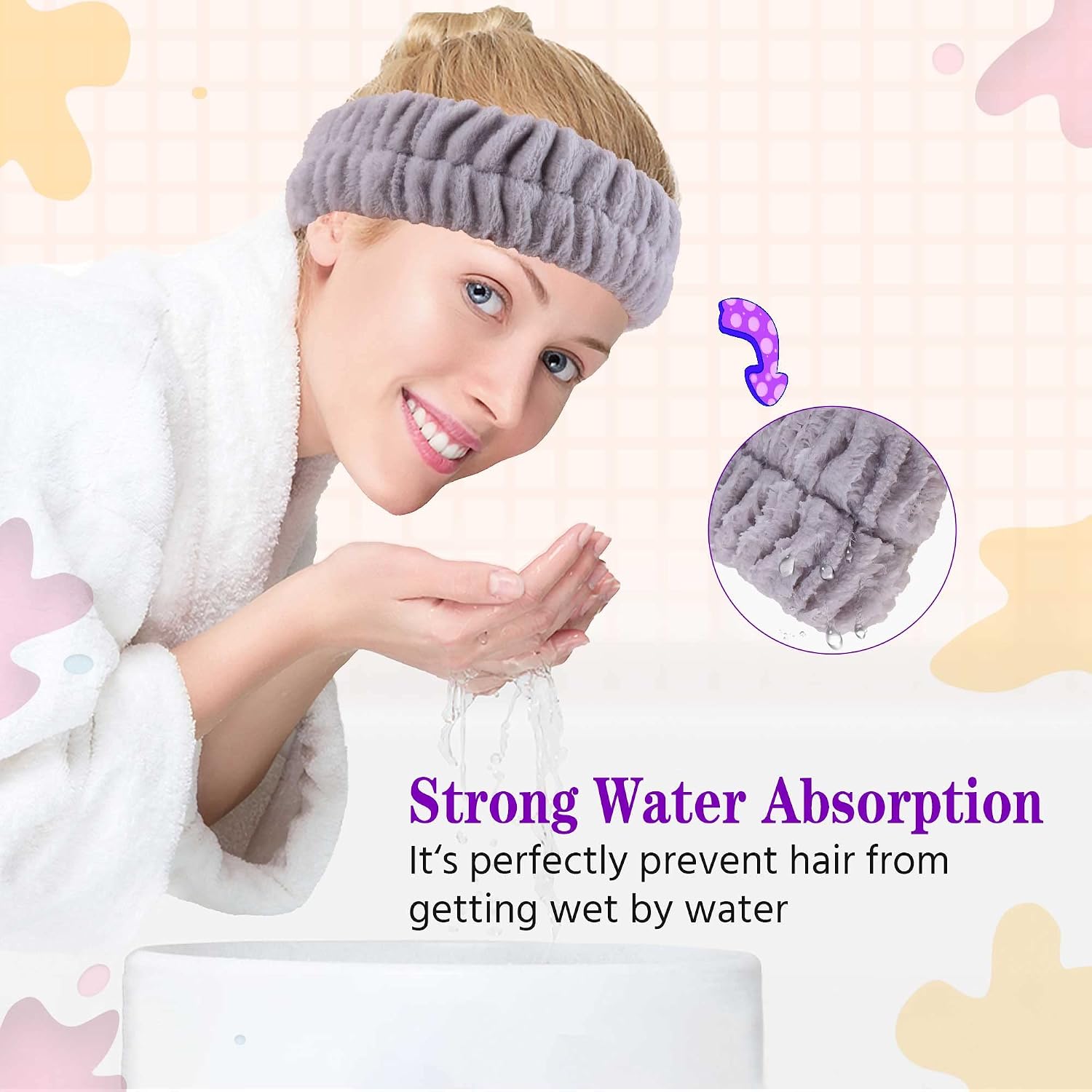 YGQQOY Spa Headband, Makeup Headband for Washing Face, Skincare Headbands for Girls Women, Soft Facial Makeup Head Band,Chrismas Gifts for Teens
