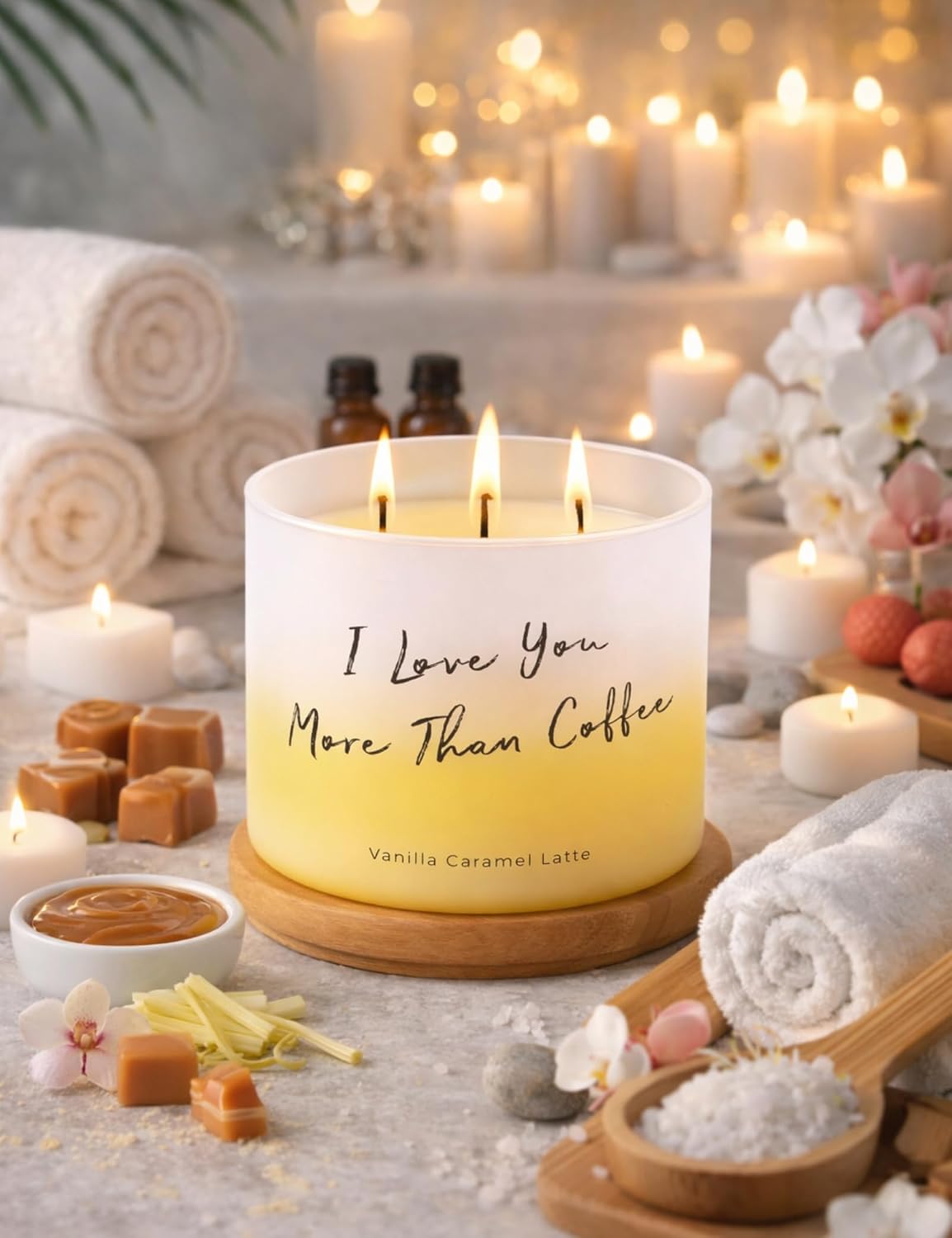 Vanilla Caramel Latte Scented Soy Candle | Large 3-Wick Vanilla Candle for Home, 15.8 oz | Coffee Candles with Caramel | Candles for Women & Coffee Lover Gifts | Long-Lasting Clean Burn