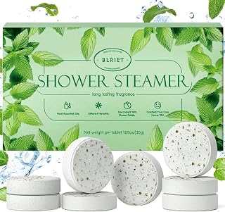 Mint Menthol Shower Steamers Aromatherapy BLRIET 8 Pack White Elephant Birthday Gifts Stocking Stuffers for Women Men Teens Self Care Travel Essentials Spa Gifts with Natural Essential Oils