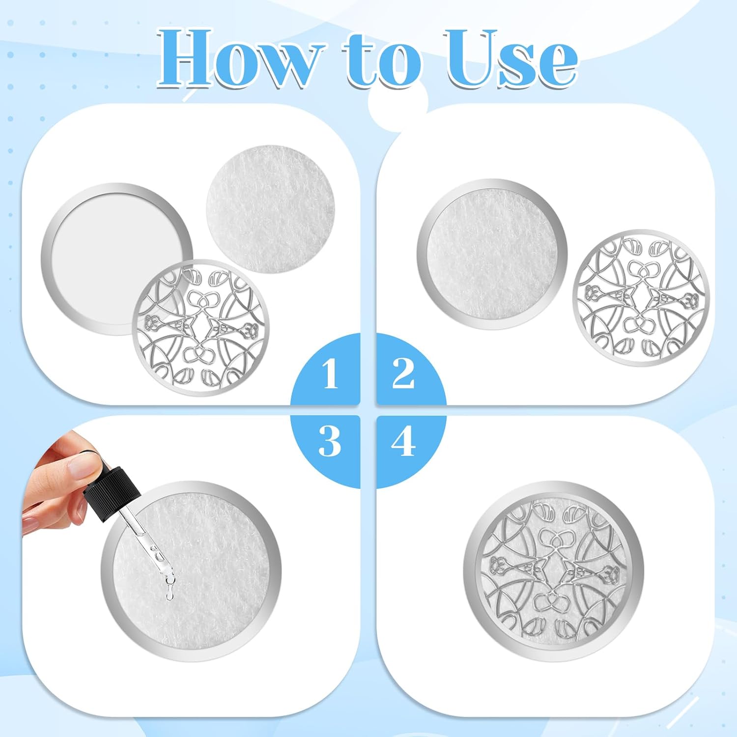 100 PCS Air Filter Scent Pads, 0.67in/17mm Essential Car Air Freshener Refill Felt Pads Unscented White Custom Car Airs Vent Clip Replacement Scent Pad Perfumes Refill Tablets for Cars Diffuser