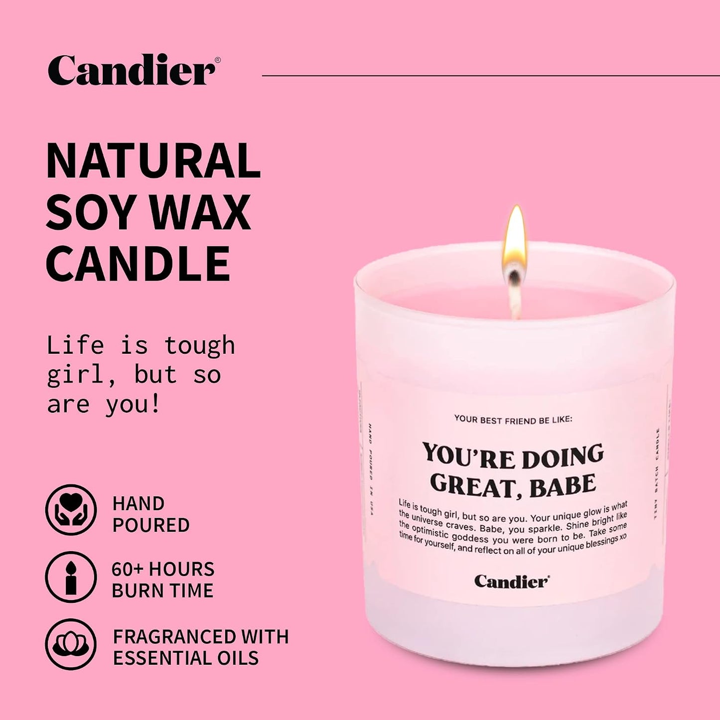 Ryan Porter “You’RE Doing Great, Babe” Candle - 100% Natural & Vegan - Made of Hand-Poured Soy Wax & Cotton Wick - Smells Lavender, Herbs, Sandalwood - Paraben, Phthalate, Lead-Free Decor Candle