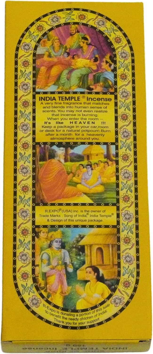 Song of India - India Temple Incense Sticks. 120 Stick Package. 150 Grams