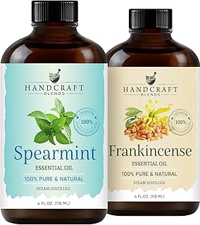 Handcraft Blends Cool & Clear Set: Frankincense and Spearmint Essential Oils – (2 x 4 Fl Oz) – 100% Pure & Natural – for Diffuser, Aromatherapy, and DIY Projects