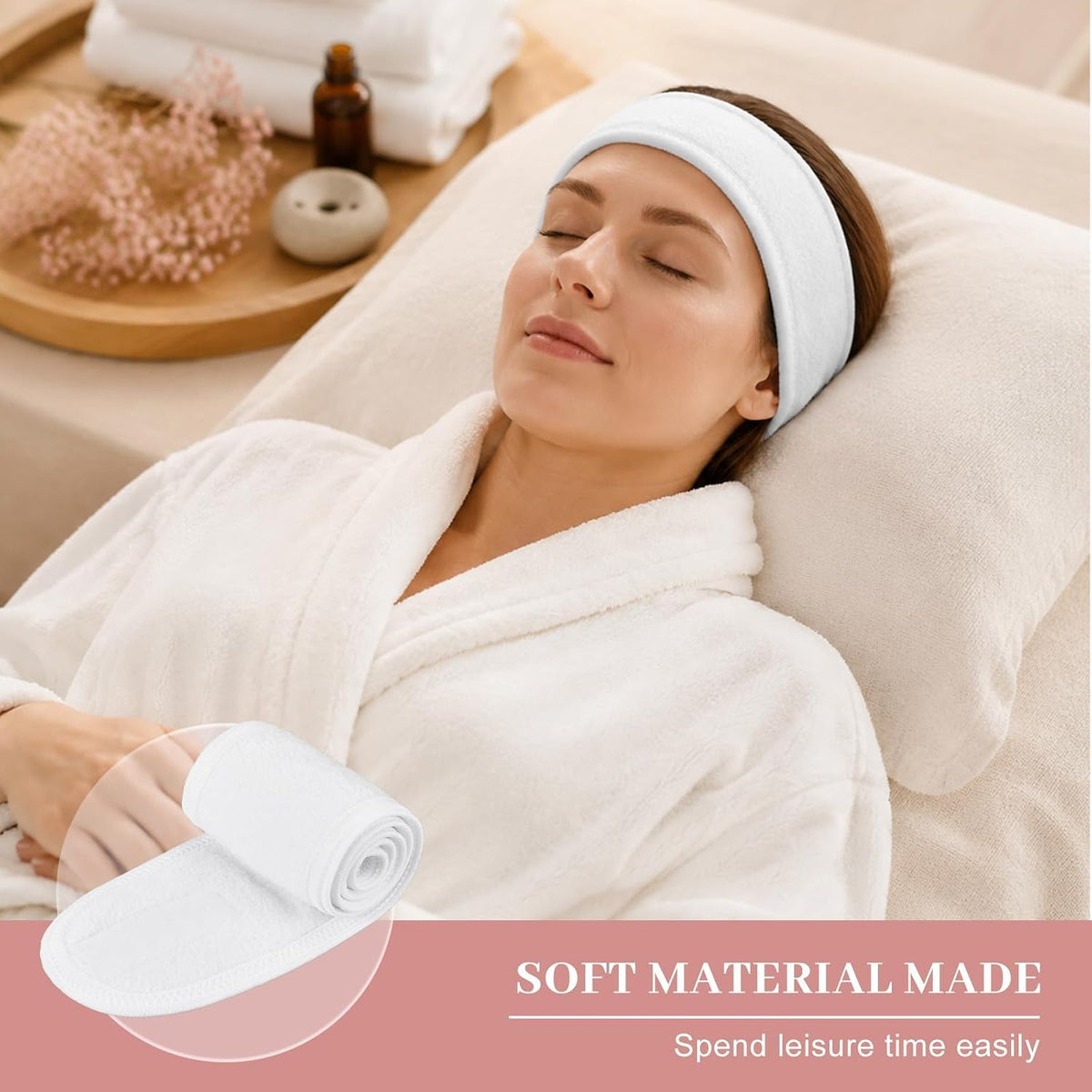 Whaline 3Pcs Spa Facial Headband Make Up Terry Cloth Headband Adjustable Washable Towel for Shower Makeup Face Washing Skincare Facial Treatment Sport Fits (White, Black, Pink)