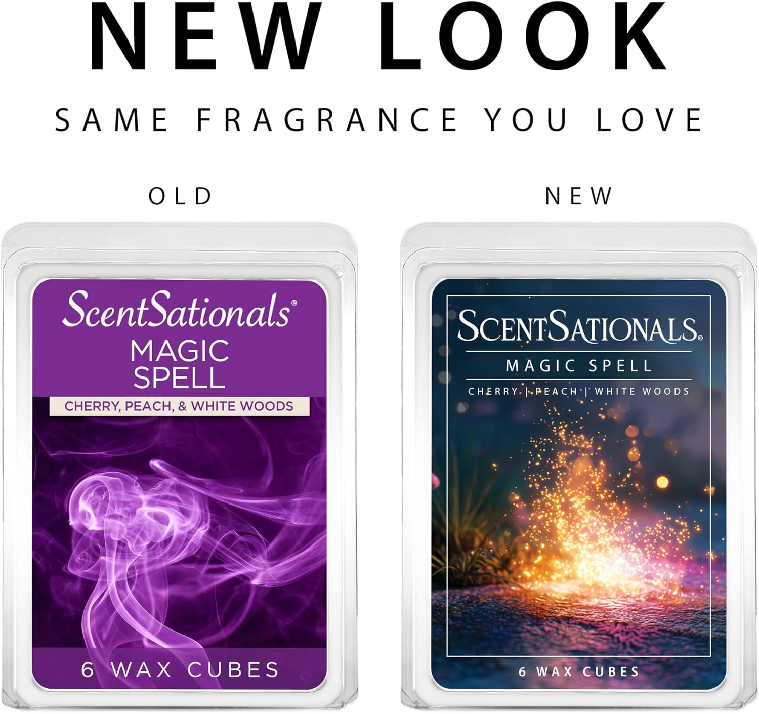 ScentSationals Magic Spell Scented Wax Melts - Cherry, Peach, & White Woods, 10oz (24 Cubes)