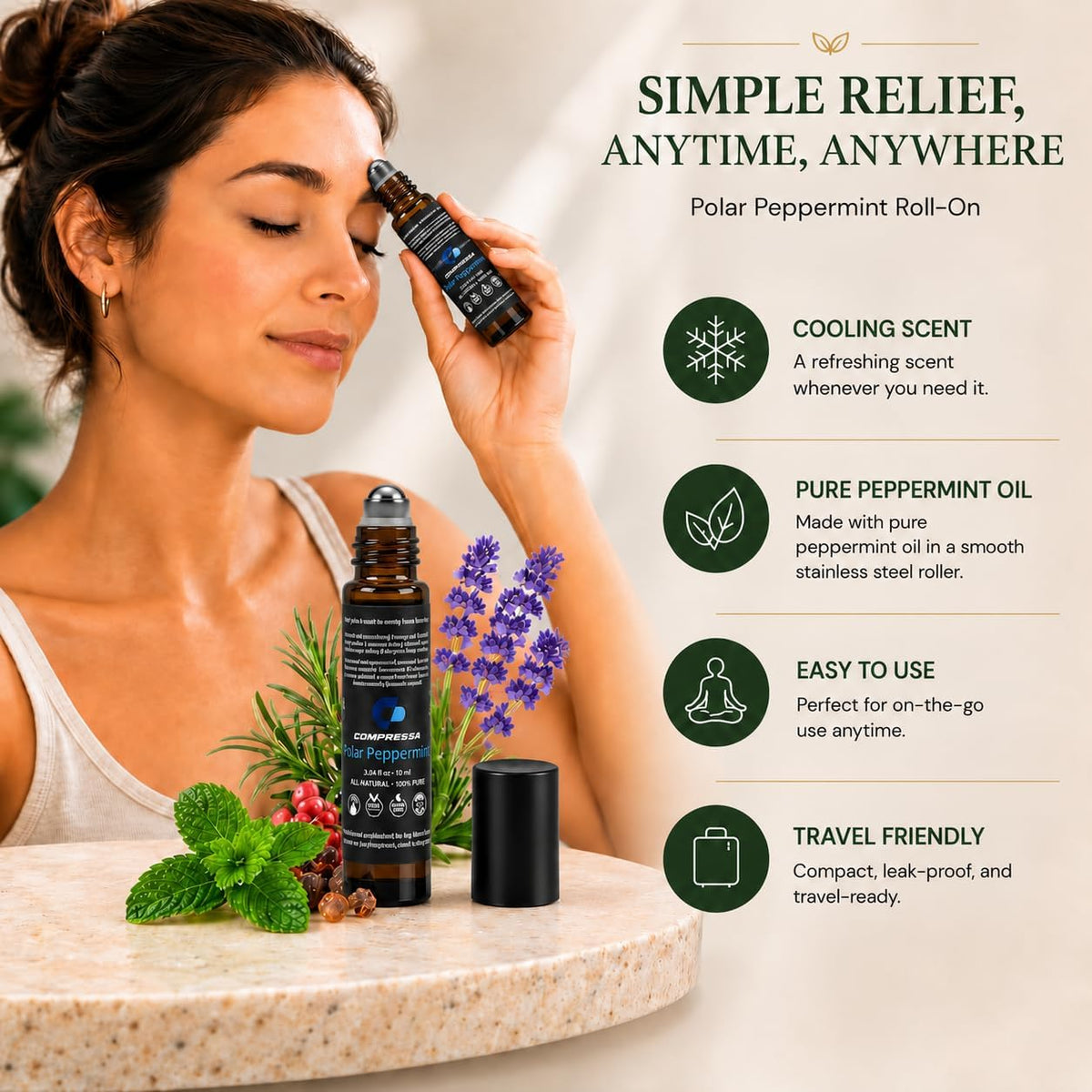 Polar Peppermint Essential Oil Roll-On 10 ml – 100% Pure &amp; Natural Peppermint Roller