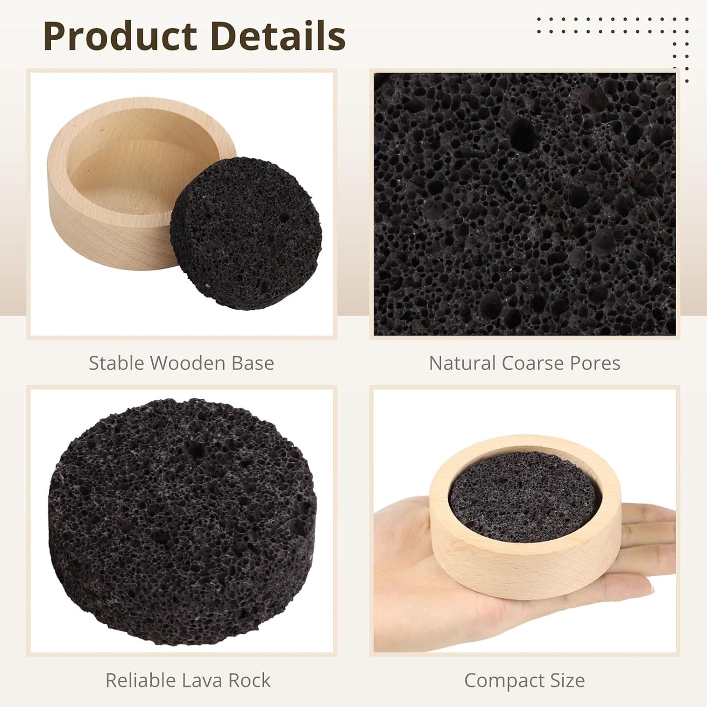 Wood & Lava Rock Essential Oil Diffuser, Black Lava Rock Stone Diffuser, Rock Diffuser with Natural Wood Base, Stone Diffuser for Home, Offices, Cars, Yoga, Sauna, SPA