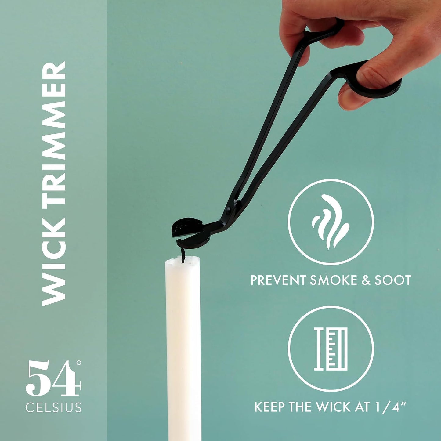 54Celsius Candle Care Set: Wick Trimmer & Snuffer | Black Stainless Steel | Ideal for Taper Candles & Candlesticks | Enhance Candle Life & Reduce Smoke