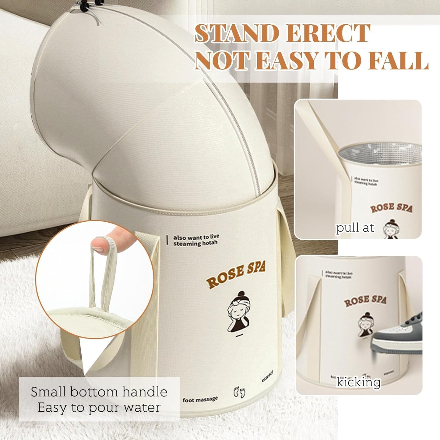 20L Collapsible Bucket Foot Bath Basin, Portable Foot Bath Tub with Lid, Multifunctional Foldable Foot Soak Bucket with Handles, Long Lasting Insulation
