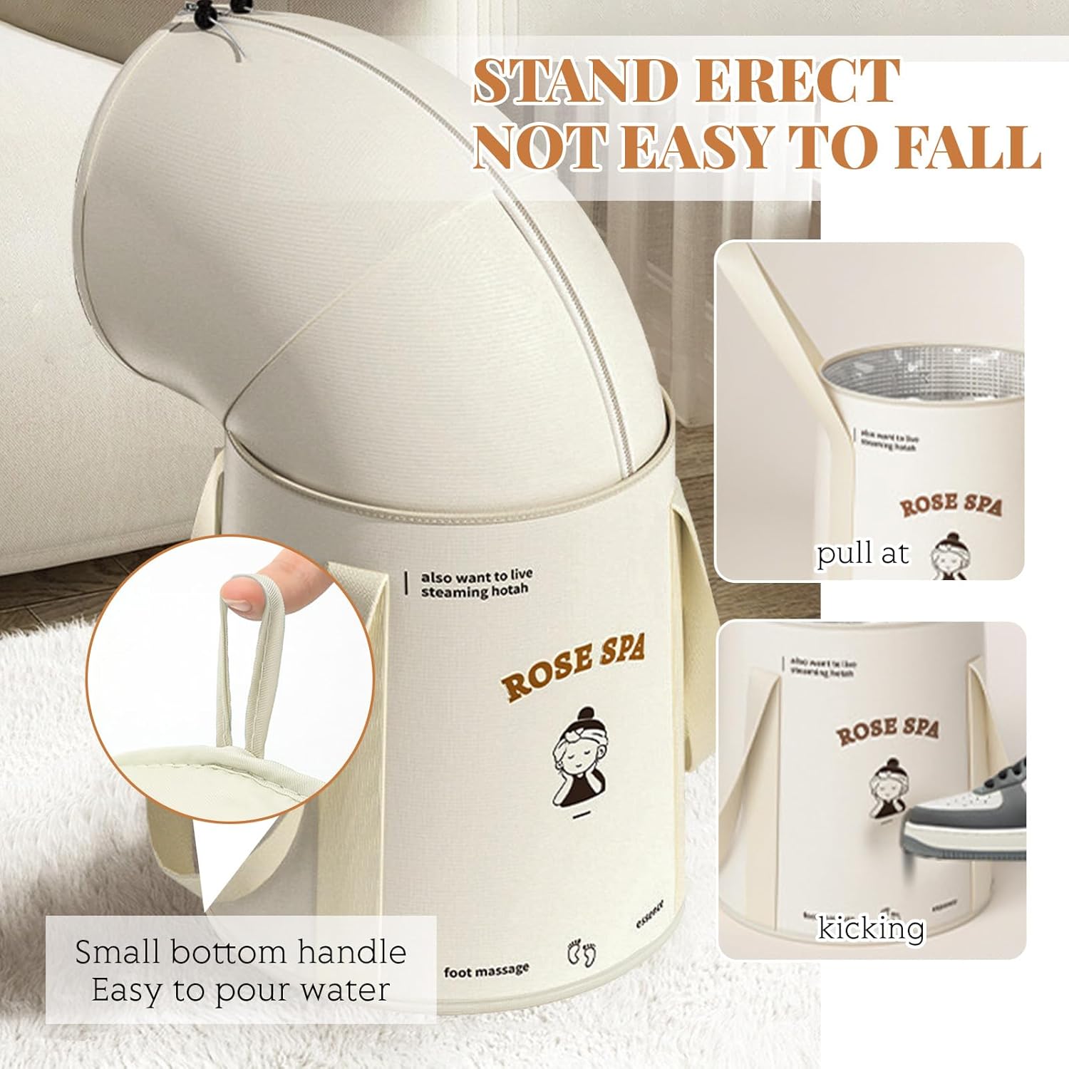 20L Collapsible Bucket Foot Bath Basin, Portable Foot Bath Tub with Lid, Multifunctional Foldable Foot Soak Bucket with Handles, Long Lasting Insulation