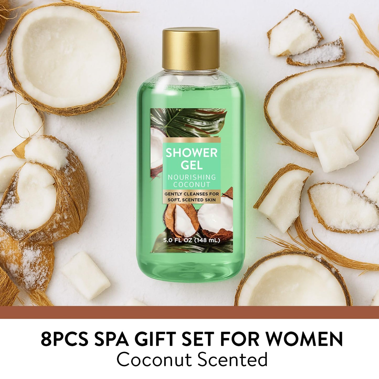 Spa Luxetique Gifts for Women 8pcs Bath and Body Works Gift Set for Women Tropical Coconut Spa Gift for Womens Birthday Gift for Womens Daughter Mom Wife Girlfriend