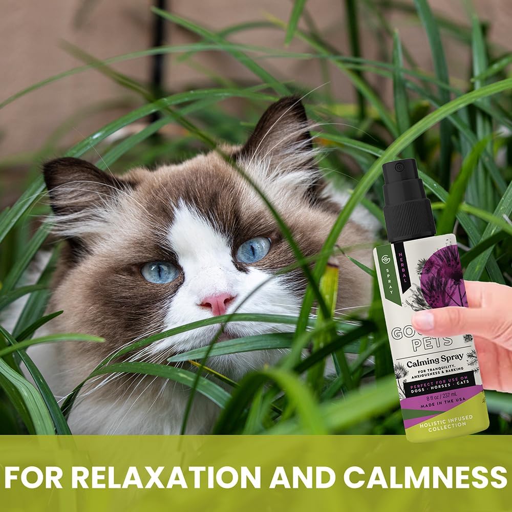 Holistic Natural Derived Calming Pet Spray for Anxiety: Providing Stress Relief: Veterinarian Recommended - Made in USA - 8 oz