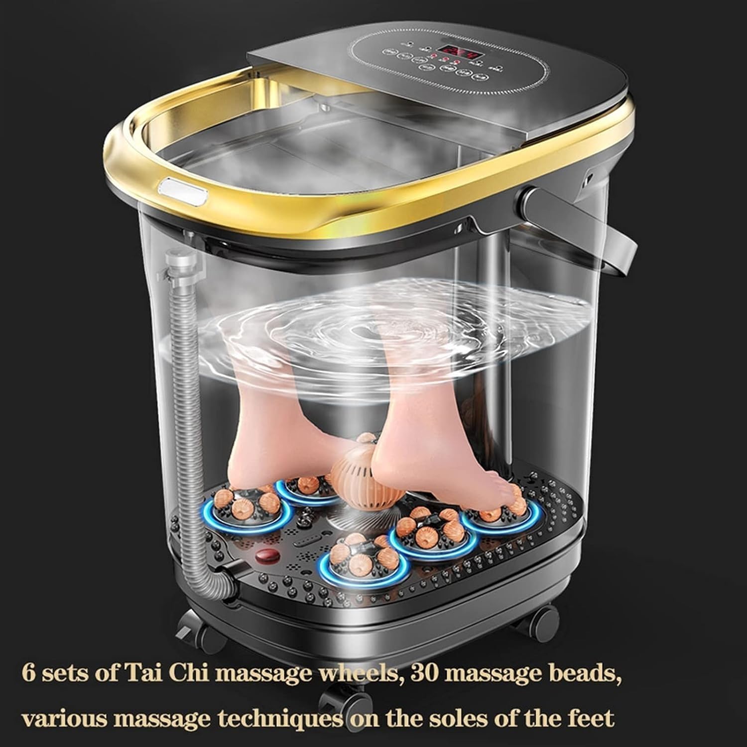 Time-settable Digital Temp Control Foot Soaker Red Light,Water CirculationTemperature Control-Soothe & Relax Tired Feet Therapeutic Home Salon & Massager Tub