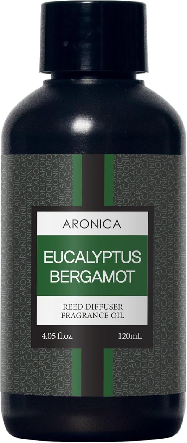Aronica Reed Diffuser Refill 120ml_Eucalyptus & Bergamot Scent, Home Fragrance Replacement Scent Oil, Non-Toxin Natural Fragrance for Oriental Incense Sticks