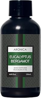 Aronica Reed Diffuser Refill 120ml_Eucalyptus & Bergamot Scent, Home Fragrance Replacement Scent Oil, Non-Toxin Natural Fragrance for Oriental Incense Sticks