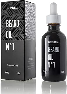 ZilberHaar - Beard Oil N 1 - Pure, Organic Moroccan Jojoba Oil and Argan Oil - Natural Ingredients, Fragrance Free, Cruelty Free - For Natural Beard Growth and Hydration - 2 oz