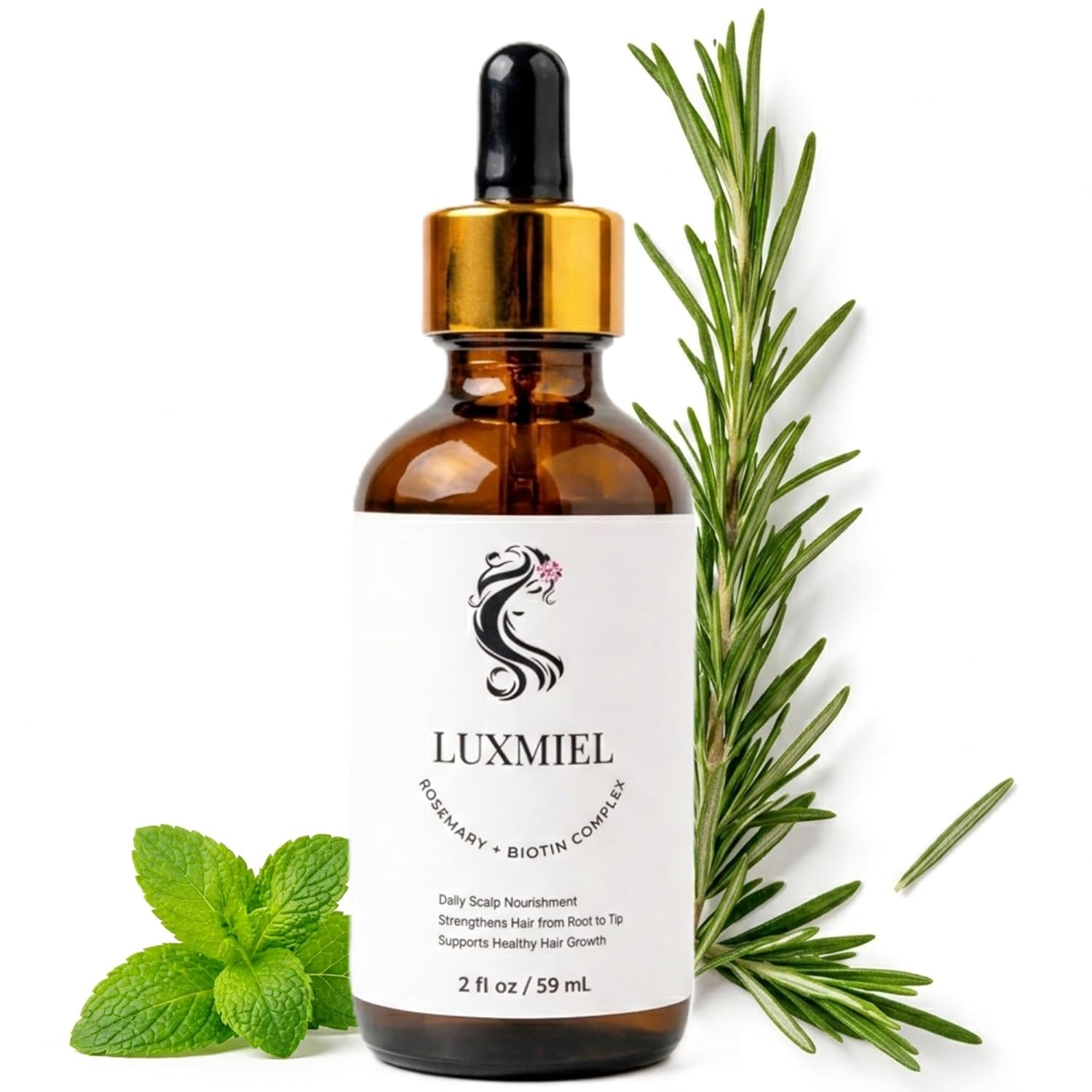 Rosemary Oil for Hair Growth Organic, 100% Pure Organic Rosemary Mint Scalp & Hair Strengthening Oil for Eyebrow and Eyelash 60ml - 2 Oz