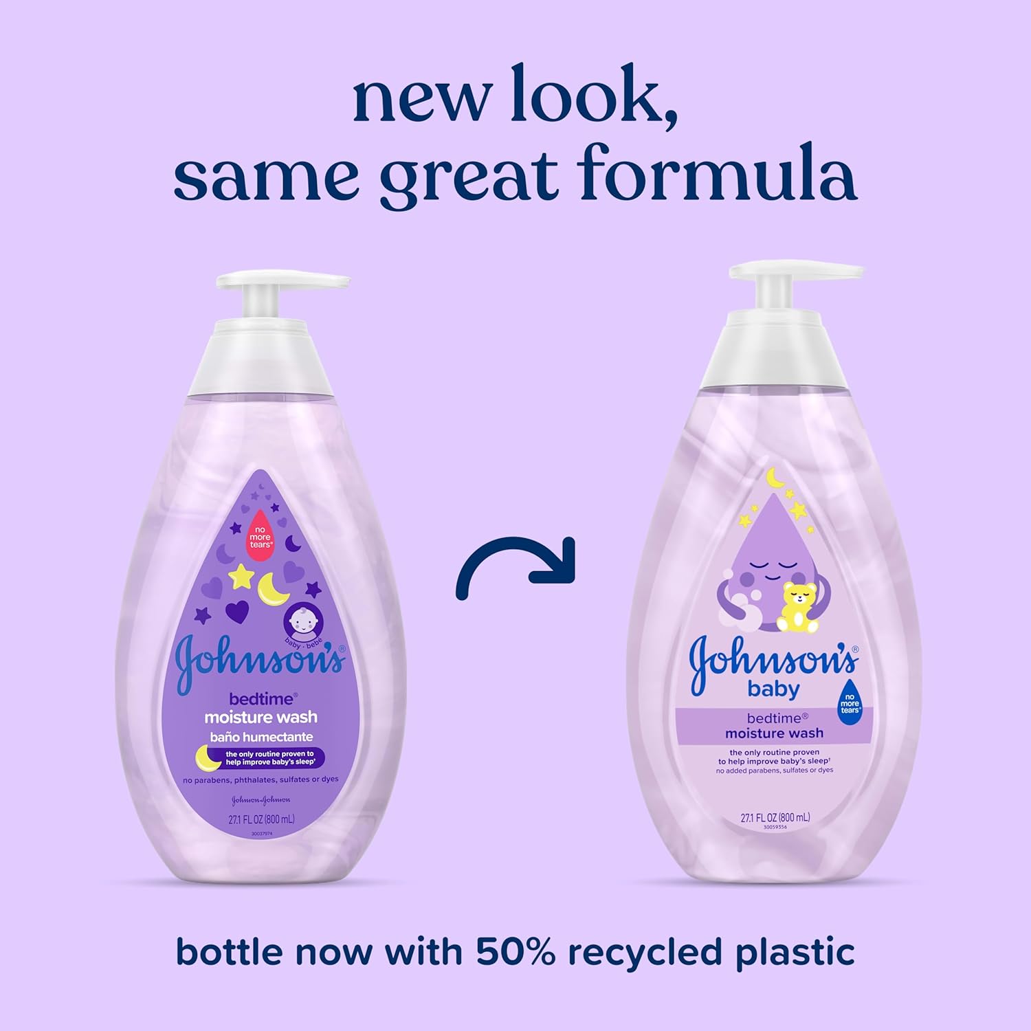 Johnson's Baby Bedtime Moisture Body Wash, Soothing NaturalCalm Aromas, Nighttime Bath Wash to Help Calm Baby Before Bed, Baby Wash, No added Parabens & Sulfates, 27.1 fl. oz