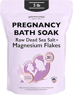 Aromasong Dead Sea Pregnancy Bath Soak 5 LB - Natural Lavender Pure Magnesium Flakes & Minerals - Pregnancy, Postpartum Muscle Ache & Leg Discomfort - Better Absorbs Than Epsom (Packaging May Vary)