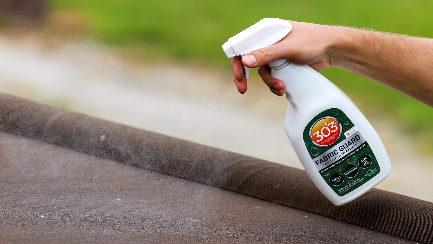 303 Products Fabric Guard, Water Repellent Spray for Outdoor Fabrics – Protects Upholstery, Cushions & Canvas, Stain Protection, Sunbrella Recommended, 32 oz