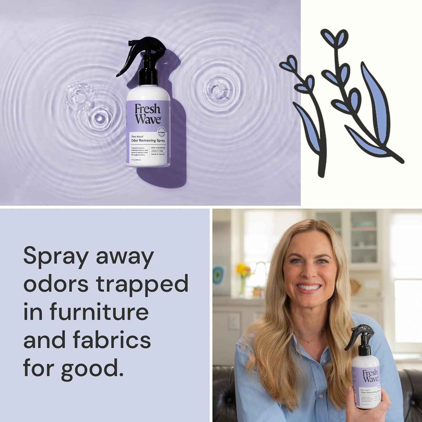 Fresh Wave Lavender Odor Removing Gel & Spray Bundle: (2) 15oz. Gels + (2) 8 fl.oz. Sprays
