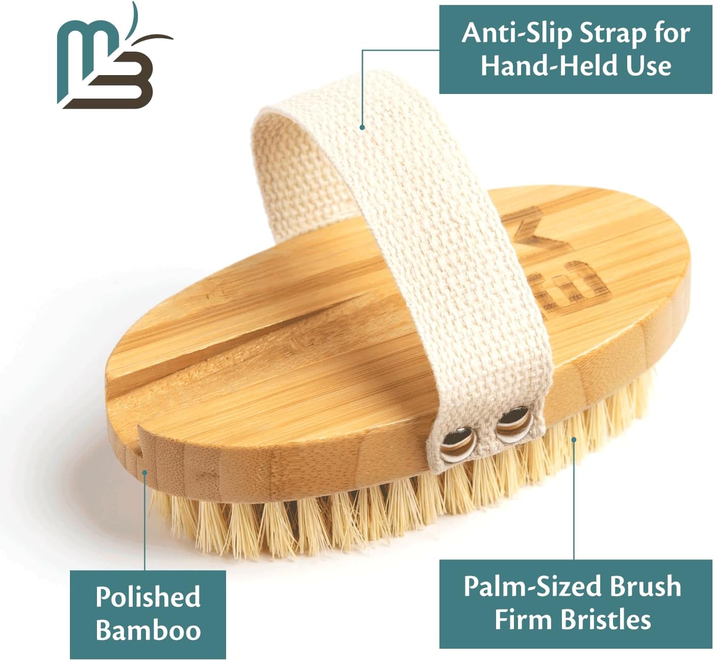 Firm Dry Brush & Shower Brush for Body - Handheld Back Scrubber Body Brush Exfoliator & Dead Skin Remover for Body Firm & Tighten Skin Improve Circulation for Men & Women by M3