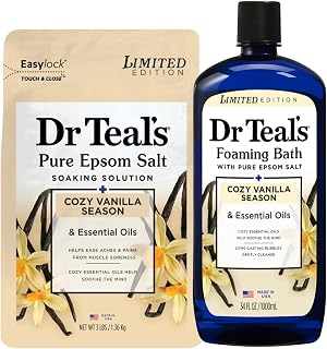 Dr Teal's Cozy Vanilla Season Comfort Pure Epsom Salt Soak and Cozy Vanilla Season Foaming Bath Duo Pack