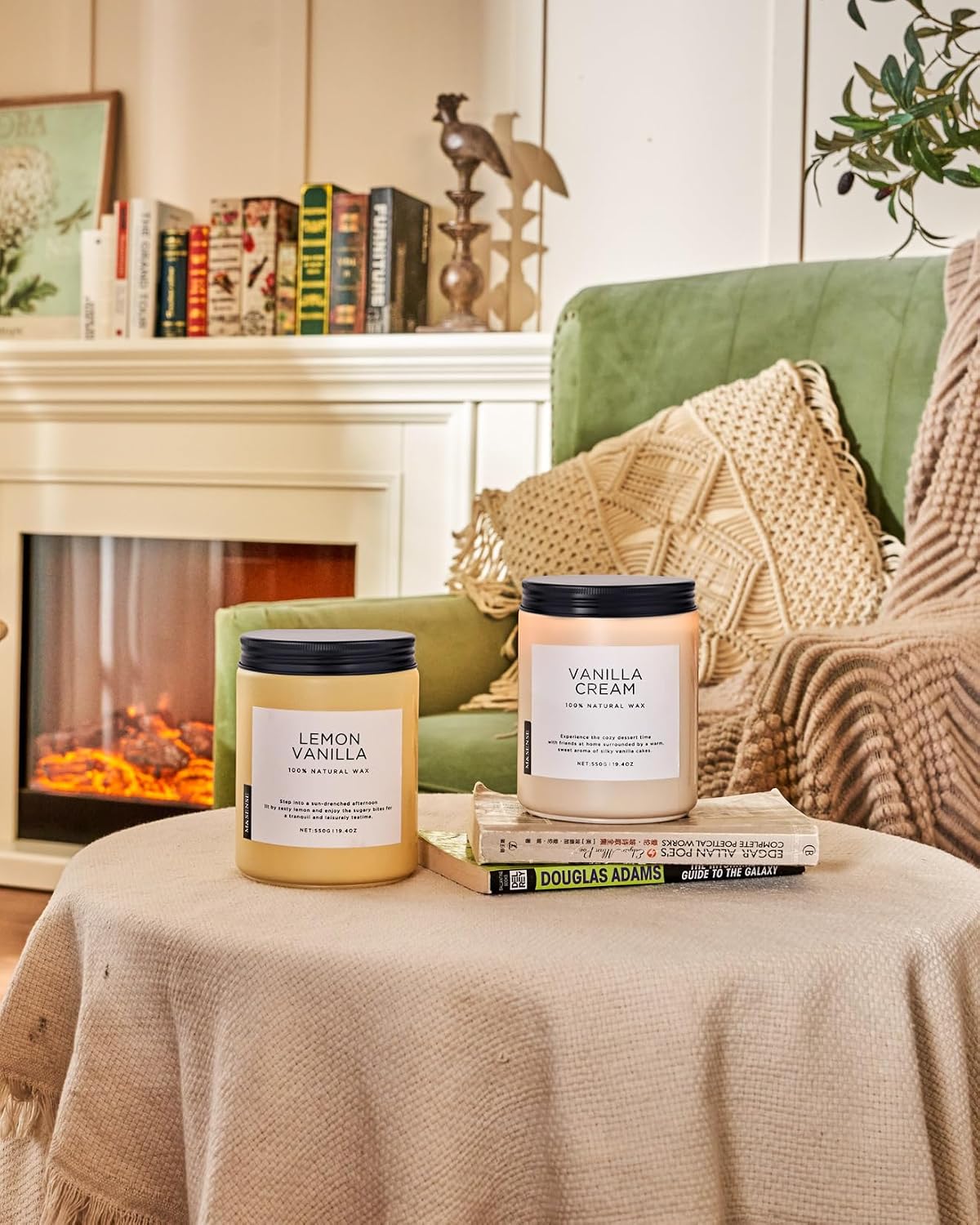 M&SENSE Large Vanilla Scented Candles for Home, 19.4oz Organic Soy Wax, 110-Hour Long Lasting Burning, Natural Candles Non Toxic, Cozy Smelling for Stress Relief, Housewarming Gift for Family