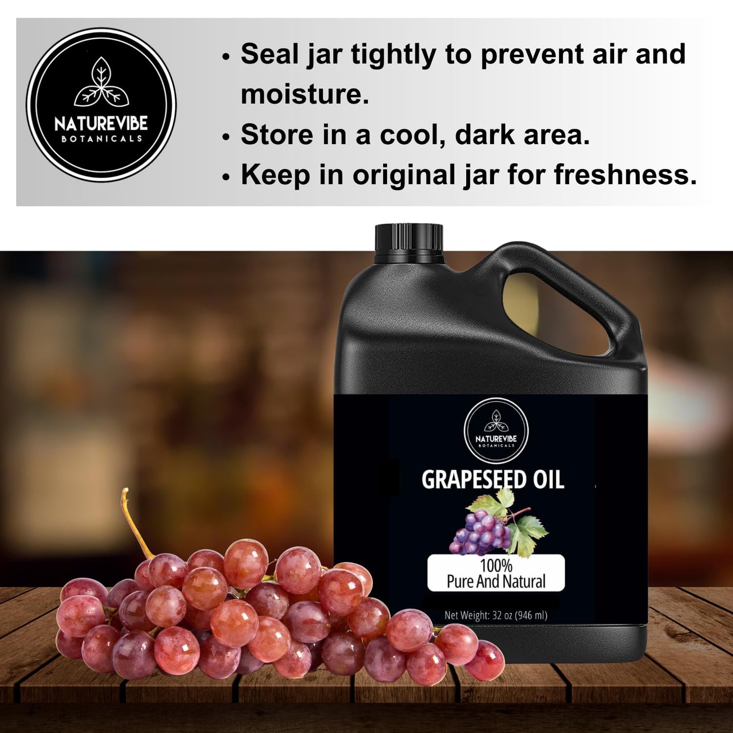 Naturevibe Botanicals Grapeseed Oil 32oz and Moringa Seed Oil 32oz | Oil Combo