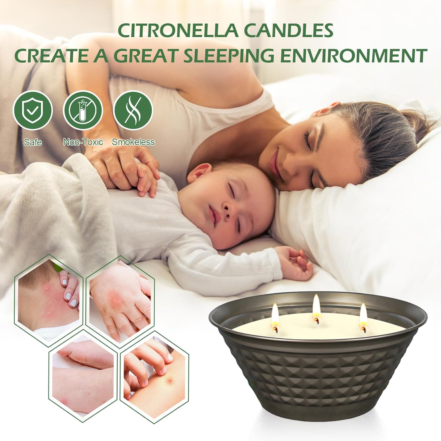 Citronella Candles Outdoor - Large 23oz Citronella Candles Outdoor with Lid,3 Wick Summer Candle Bulk for Patio Home Garden Yard Camping Party Outside Indoor Decorative,Long Burning Time