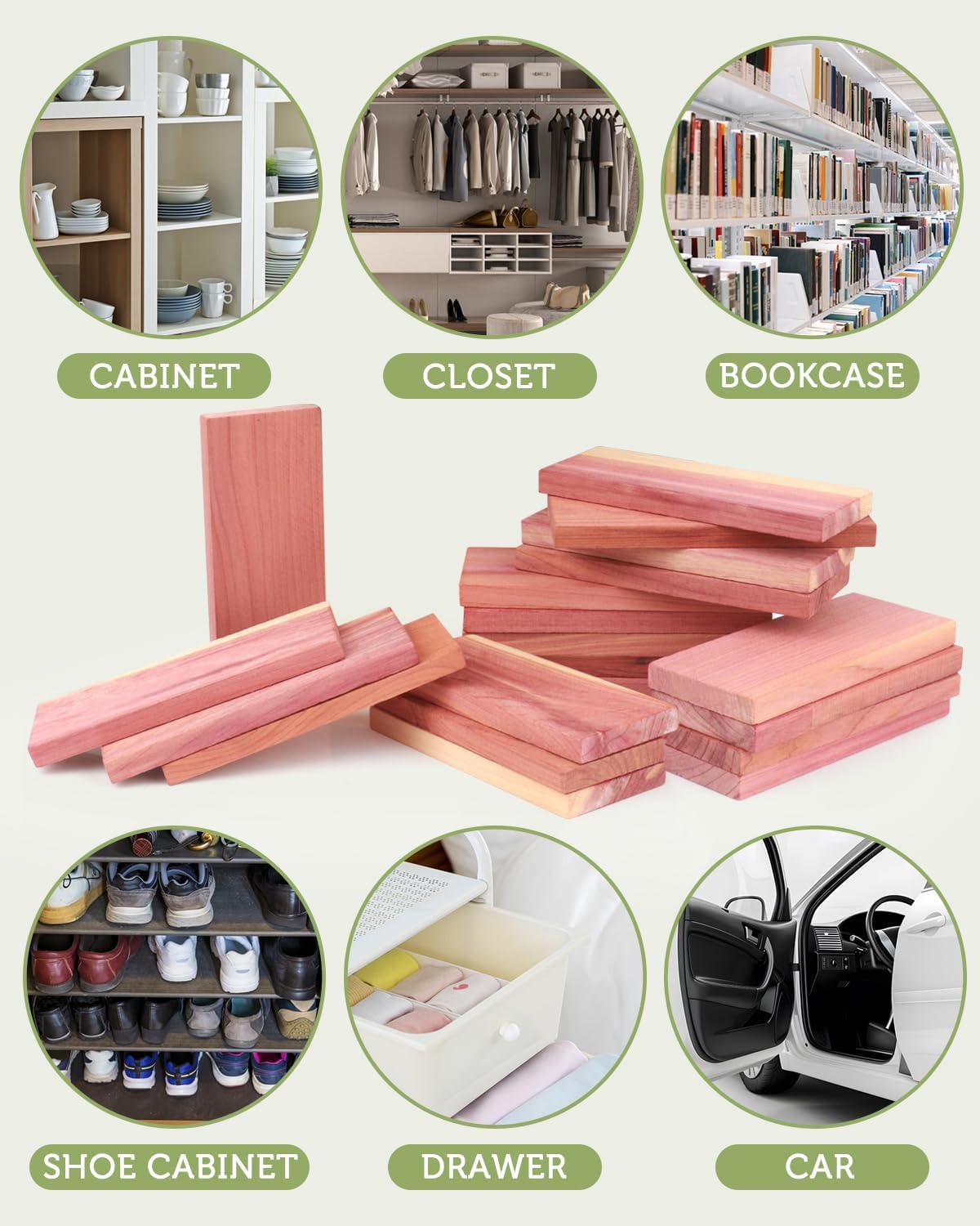 Aryiten Cedar Blocks for Clothes Storage, 20 Pack Planks - Aromatic Scent Cedars Wood Planks for Closets and Drawers Freshener