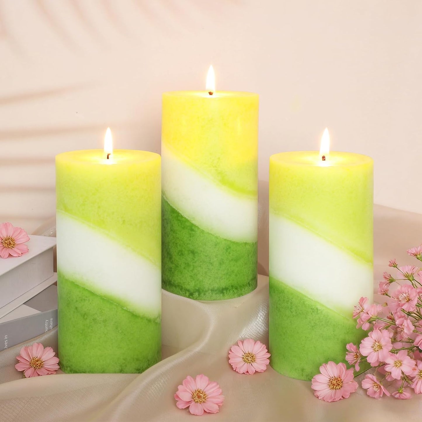 Crystal Club Eucalyptus Mint Scented Pillar Candles, 3x6 Inch Green Pillar Candle, 70+ Hours Long Burning Time, 100% Cotton Wick Smokeless & Dripless Wax, Aromatherapy Candle for Relaxation Home Decor