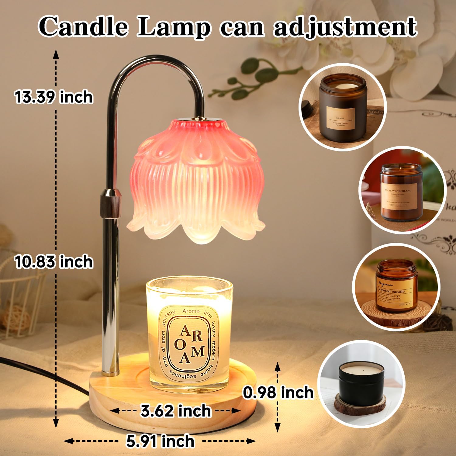 GEEZO Fragrance Candle Warmer Lamp，Electric Candle Warmer with Timer & Dimmer，Mom Christmas Birthday Gifts for Women, House Warming Gifts New Home Bedroom Decor