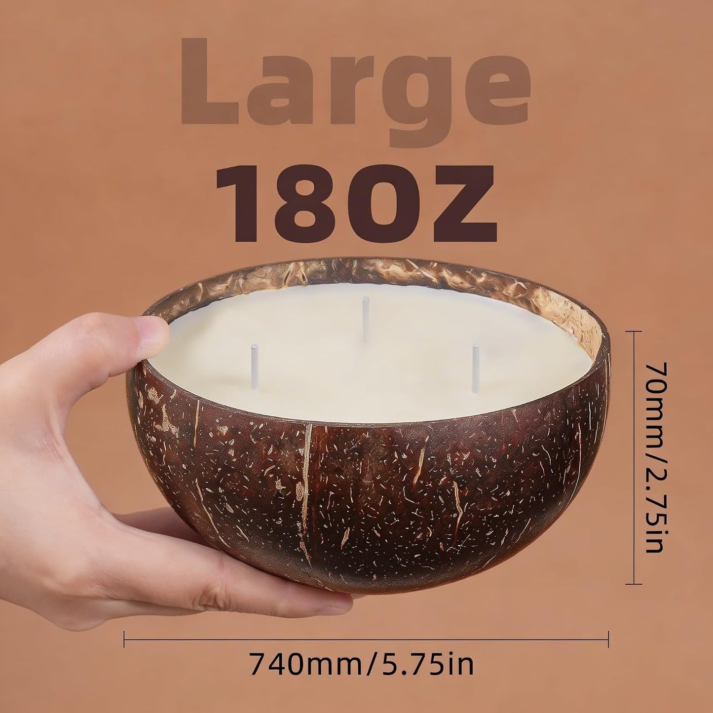 Viyffo Fresh Linen Scented Candle, Large 18oz 3 Wick Non Toxic Soy Candles, Natural Coconut Shell Candles for Home, Clean & Fresh Aromatherapy for Relaxation & Spring Décor, Gift for Women & Men