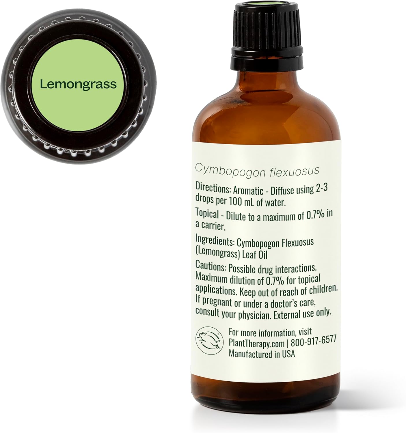 Plant Therapy Lemongrass Essential Oil 100 mL (3.3 oz), 100% Pure, Undiluted, Aromatherapy, Deodorizing, and Immune Support