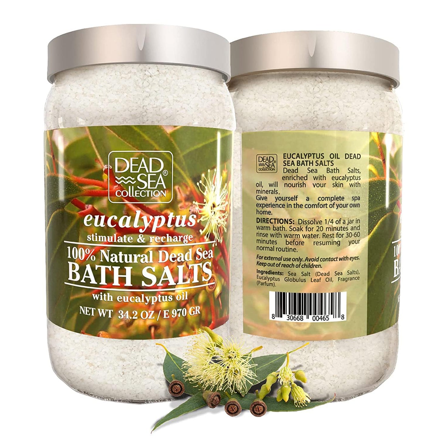 Dead Sea Collection Bath Salts with Eucalyptus – Pure Dead Sea Salt and Eucalyptus Oil - Nourishing Soothing and Relaxing Skin and Muscle – 34.2 Oz