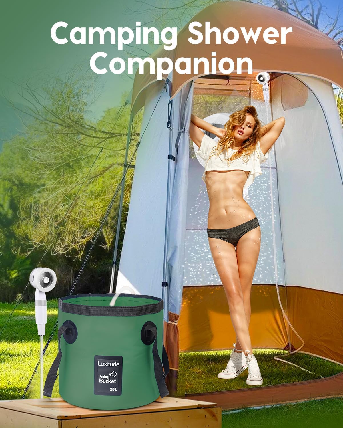 Luxtude Collapsible Bucket with Handle, Portable 5 Gallon Bucket for Camping, Fishing, Beach, Gardening, RV & Outdoor Emergency, Heavy-Duty & Ultra Lightweight Water Storage Container
