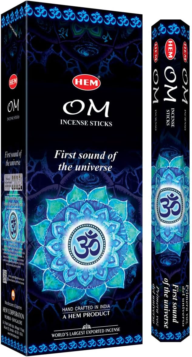 Hem OM Incense Sticks (120 Sticks, 6 Boxes Inside) - 9 Inches Long, 20g per Box - Perfect for Meditation, Rituals & Cleansing.